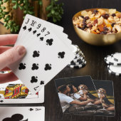 Custom Photo Collage Family Name Black Poker Cards Pokerkaarten (Insitu)