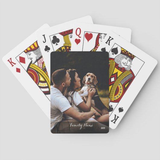 Custom Photo Collage Family Name Black Poker Cards Pokerkaarten (Achterkant)