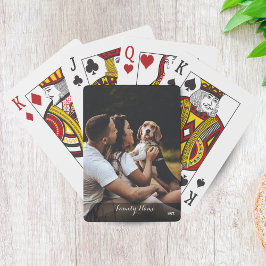 Custom Photo Collage Family Name Black Poker Cards Pokerkaarten