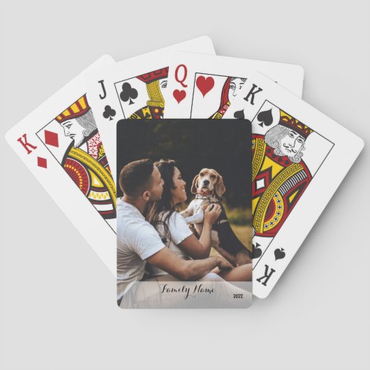 Custom Photo Collage Family Name white Poker Cards Pokerkaarten (Achterkant)