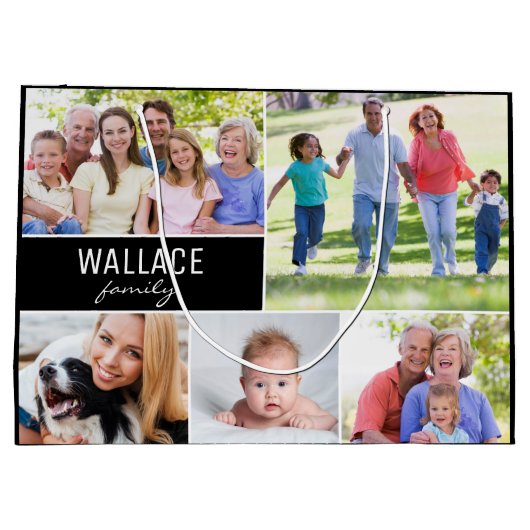 Custom Photo Collage Family Reunion Groot Cadeauzakje (Achterkant)