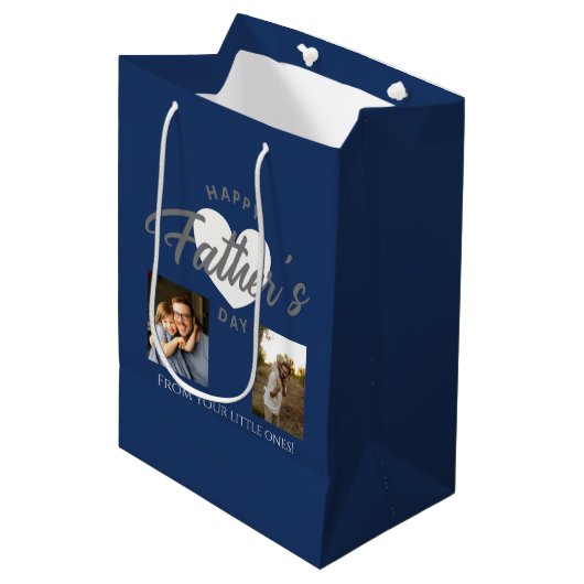 Custom Photo Collage Father's Day Gift Medium Cadeauzakje (Voorkant Gekanteld)
