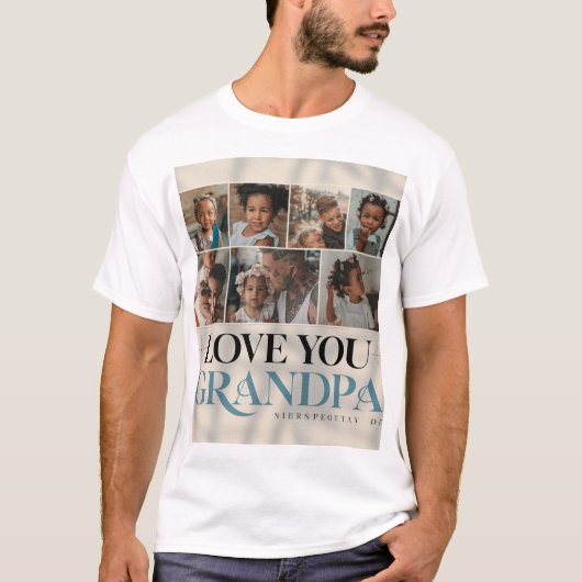"Custom Photo Collage 'Love You Grandpa' T-shirt - (Voorkant)