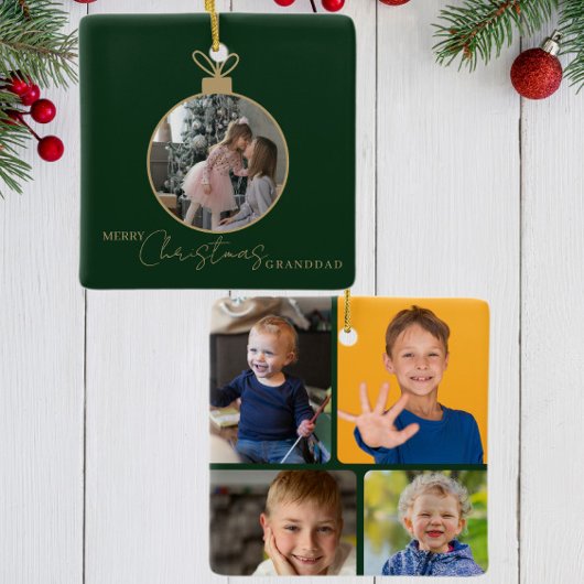 custom photo collage Merry Christmas bauble Keramisch Ornament