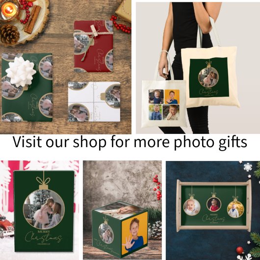 custom photo collage Merry Christmas bauble Kubus