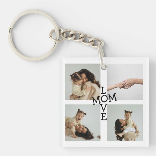 Custom Photo Collage Mom Keychain (voorkant)