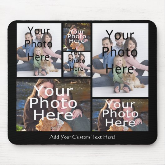 Custom Photo Collage Mousepad Voeg je 6 foto's toe Muismat (Voorkant)
