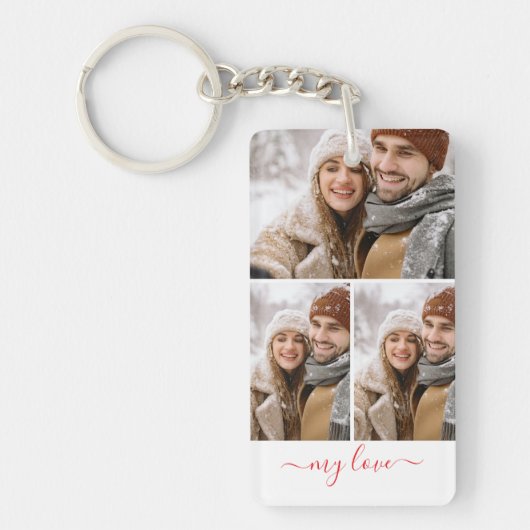Custom Photo Collage My Love Keychain (Voorkant)