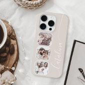 Custom Photo Collage Personalized Beige iPhone Hoesje