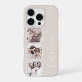 Custom Photo Collage Personalized Beige iPhone Hoesje (Achterkant)
