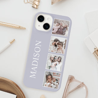 Custom Photo Collage Personalized Lavender iPhone 14 Hoesje