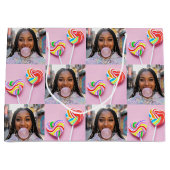 Custom Photo Collage Retro Modern Trendy Family Groot Cadeauzakje (Voorkant)