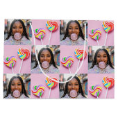 Custom Photo Collage Retro Modern Trendy Family Groot Cadeauzakje (Achterkant)