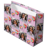 Custom Photo Collage Retro Modern Trendy Family Groot Cadeauzakje (Voorkant Gekanteld)