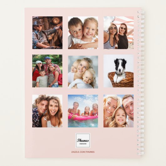 Custom photo collage rose gold pink monogram 2023 planner (Achterkant)