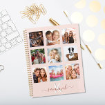 Custom photo collage rose gold pink monogram 2023 planner<br><div class="desc">Make your own unique family photo collage as a gift or for yourself. Use four, 9 of your favorite photos of your family, friends, dream travel destination or pet! Personalize and add a name and your monogram letter. The name is written with a modern hand lettered style script with swashes....</div>