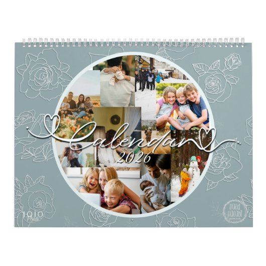 Custom photo collage Rose Line Art 2026 Kalender (Hoes)