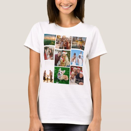 Custom Photo Collage Shirt, Custom 9 Photos   T-shirt (Voorkant)