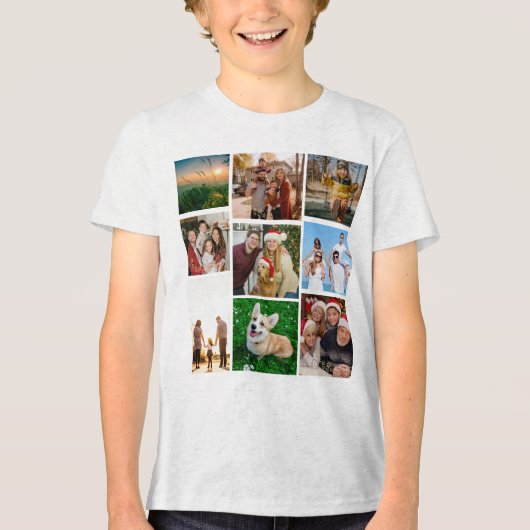 Custom Photo Collage Shirt, Custom 9 Photos   Tri-Blend Shirt (Voorkant)