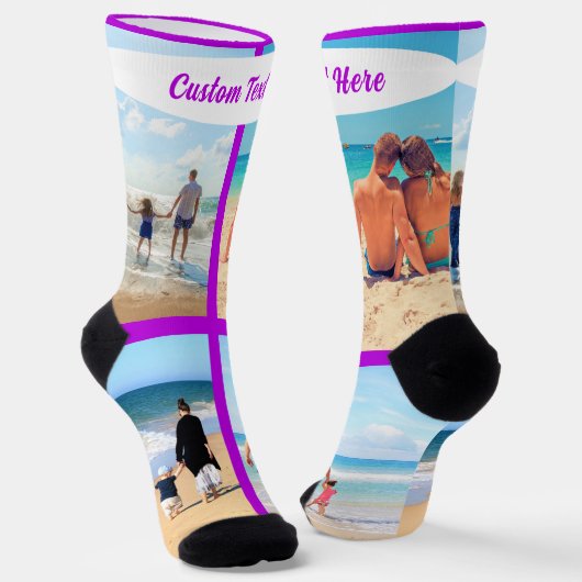 Custom Photo Collage Socks Personalized Text Sokken (Gebogen)