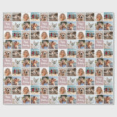Custom Photo Collage Verjaardag Modern Roze Cadeaupapier (Vlak)