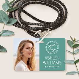 Custom Photo Company Logo Name Employee Green ID Badge