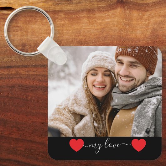 Custom Photo Couple Love Keychain (Voorkant)