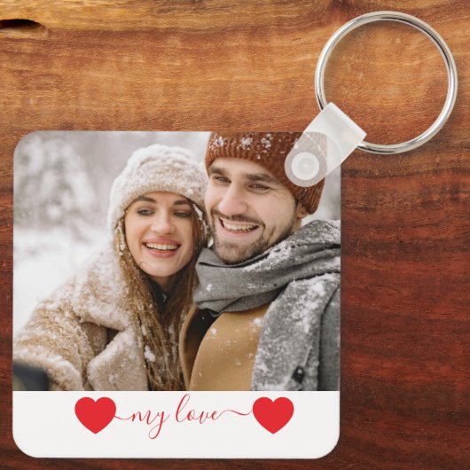 Custom Photo Couple Love Keychain (Achterkant)