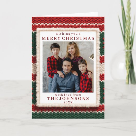 Custom Photo Cozy Knitted Sweater Frame Greeting Kaart (Voorkant)