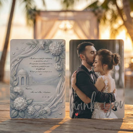 Custom Photo Cream Hydrangea Neoclassical Wedding Bedankkaart