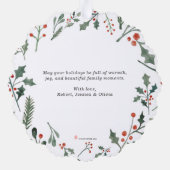 Custom Photo Cute Hand Drawn Holiday Foliage Ornament Kaart (Achterkant)