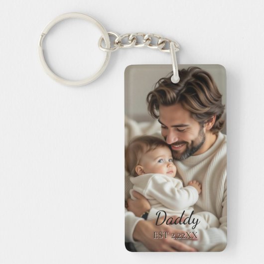Custom Photo "DADDY'' Modern Sleutelhanger (Voorkant)