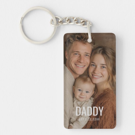 Custom Photo "DADDY'' Modern Sleutelhanger (Voorkant)