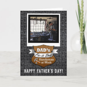 Custom Photo Dads Fix-it Shop Handyman Fathers Day Kaart