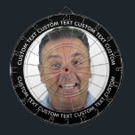 Custom Photo Dartboard & Text - BLACK Surround Dartbord<br><div class="desc">Custom Photo Dartboard template with personalized text and BLACK round photo framing surround (other color surrounds available in store). Your face on a dartboard. One click personalize upper and lower text plus replace image, or full customization via Edit Screen. Regulation size with metal frame and 6 brass darts (Stars and...</div>