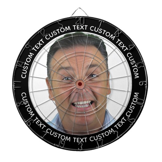Custom Photo Dartboard & Text - BLACK Surround Dartbord (Voorkant)