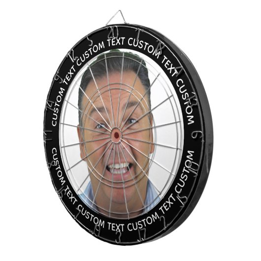 Custom Photo Dartboard & Text - BLACK Surround Dartbord (Voorkant Rechts)