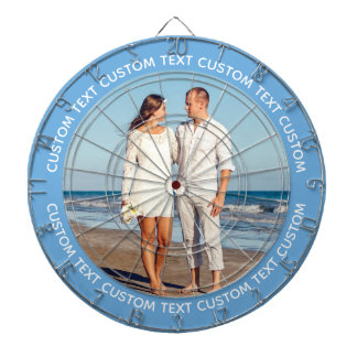 Custom Photo Dartboard & Text - NAVY BLUE Surround Dartbord