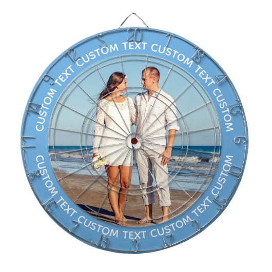 Custom Photo Dartboard & Text - NAVY BLUE Surround Dartbord (Voorkant)