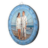 Custom Photo Dartboard & Text - NAVY BLUE Surround Dartbord (Voorkant Rechts)