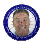 Custom Photo Dartboard & Text - NAVY BLUE Surround Dartbord (Voorkant)