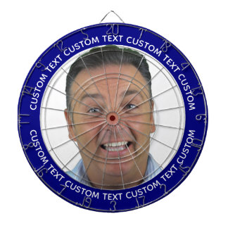 Custom Photo Dartboard & Text - NAVY BLUE Surround Dartbord