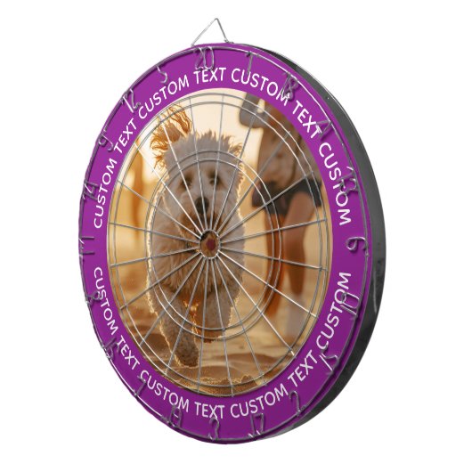 Custom Photo Dartboard & Text - PURPLE Surround Dartbord (Voorkant Rechts)