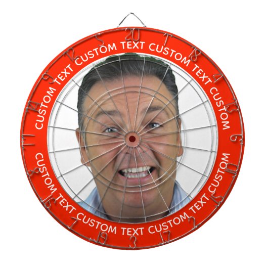 Custom Photo Dartboard & Text - RED Surround Dartbord (Voorkant)