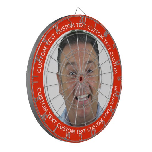 Custom Photo Dartboard & Text - RED Surround Dartbord (Voorkant Links)