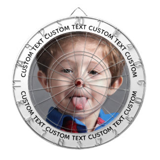 Custom Photo Dartboard & Text - WHITE Surround Dartbord