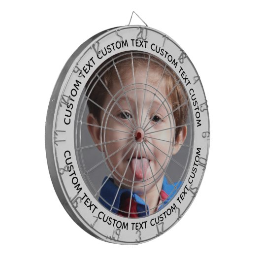 Custom Photo Dartboard & Text - WHITE Surround Dartbord (Voorkant Links)