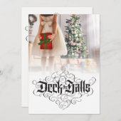 Custom Photo Deck de Hallen Kerst Lettering Feestdagenkaart (Voorkant / Achterkant)