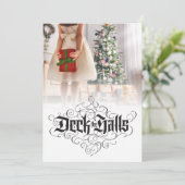 Custom Photo Deck de Hallen Kerst Lettering Feestdagenkaart (Staand voorkant)
