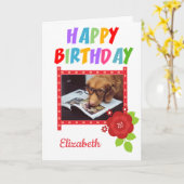 Custom Photo Dog Birthday Kaart (Gele Bloem)